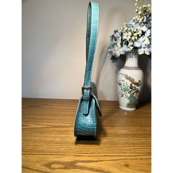 Mini bag Y2k turquoise vegan alligator skin - Picture 3 of 8